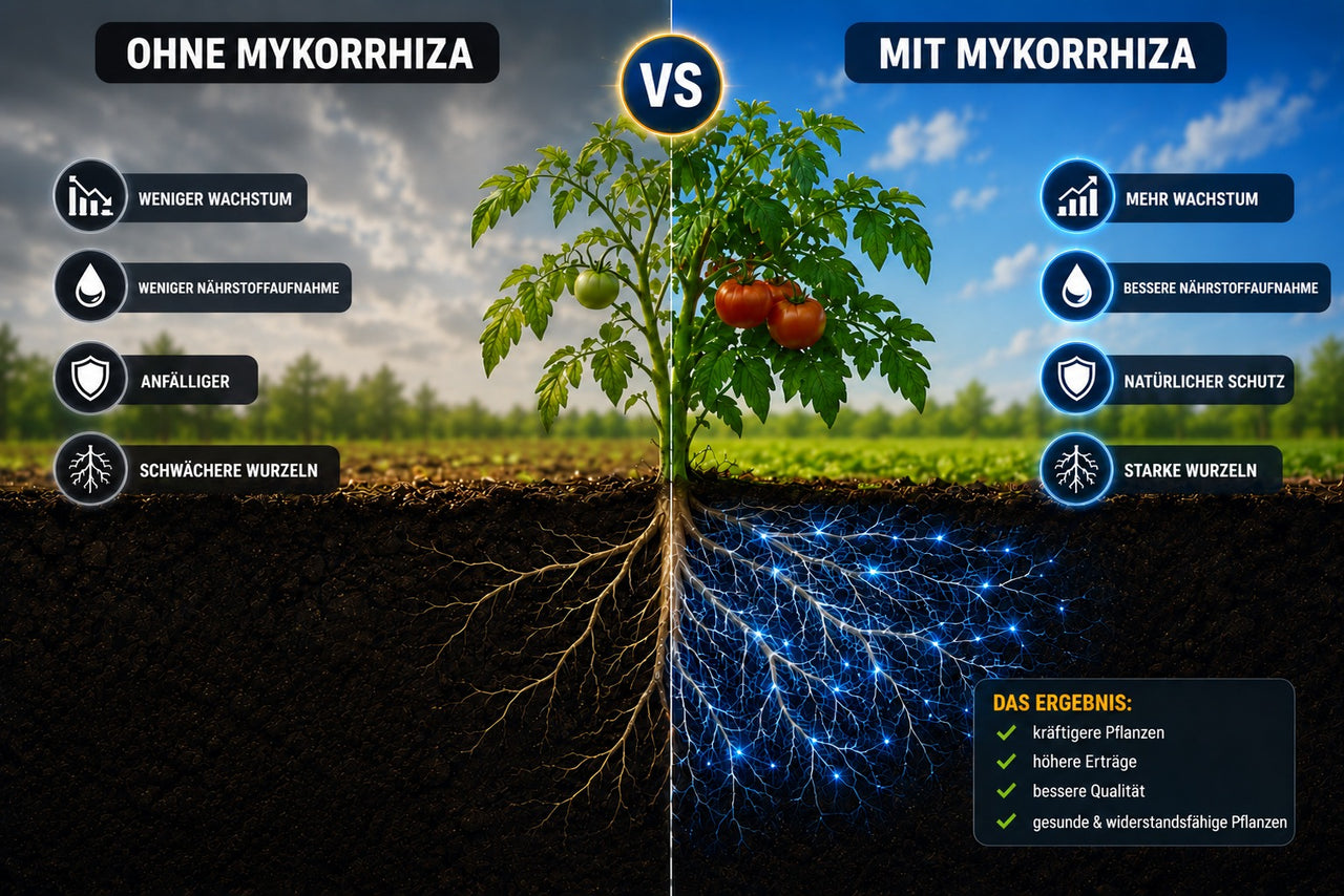 Vergleich: Pflanzen mit und ohne Mykorrhiza